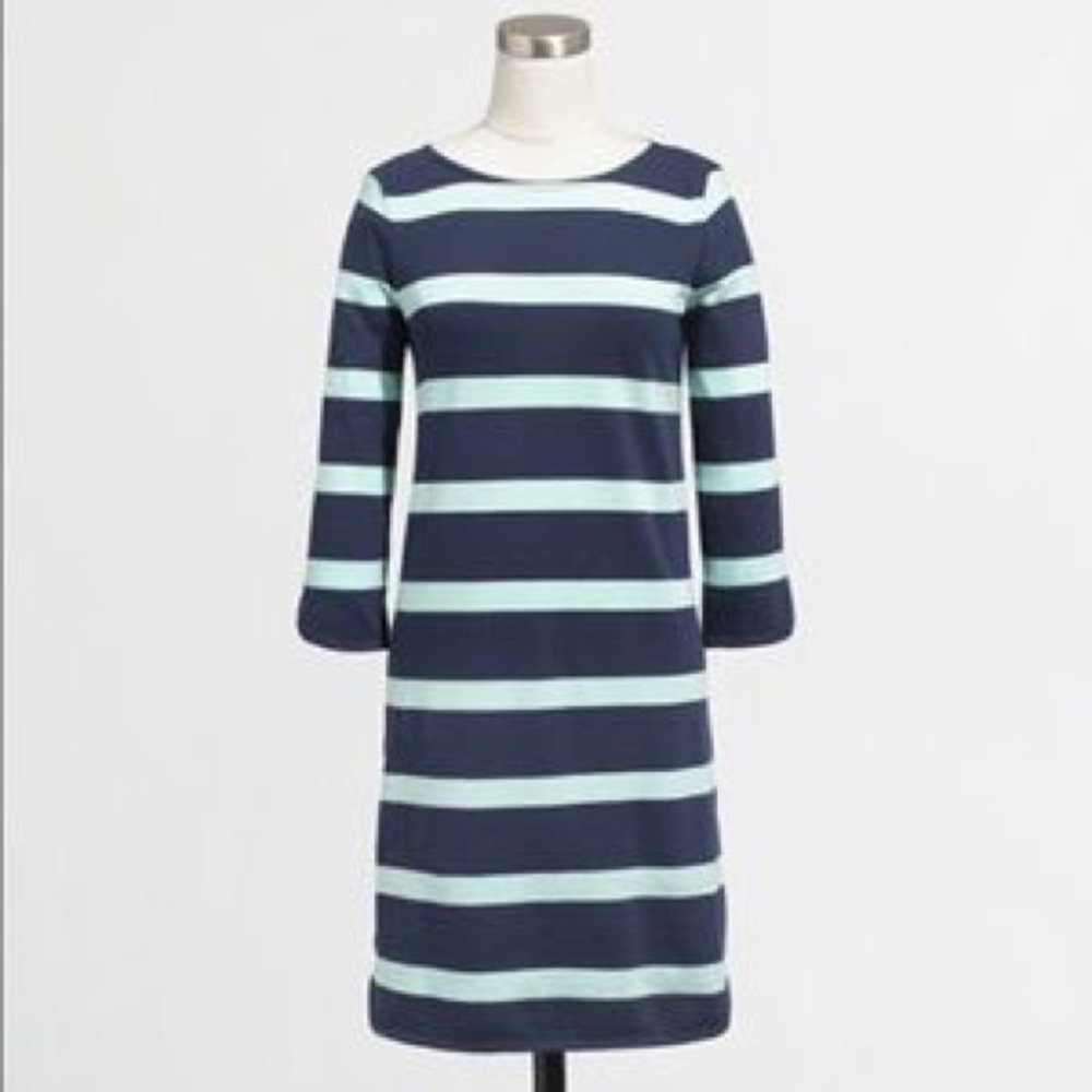 Navy and mint striped rugby dress